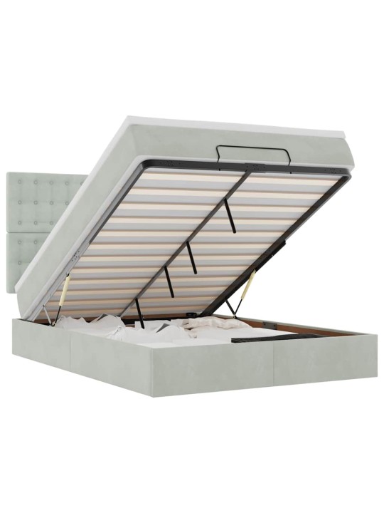 OTTOMANI VOODI MADRATSITEGA JA LED, HELEHALL, 140X200 CM, SAMET