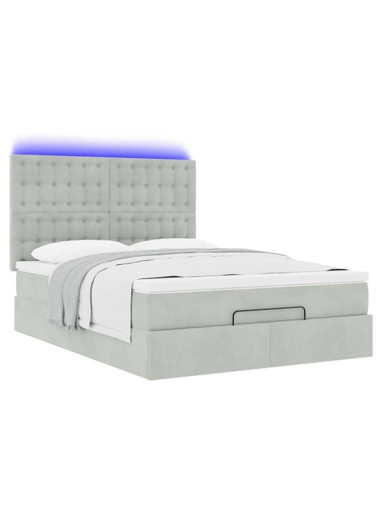 OTTOMANI VOODI MADRATSITEGA JA LED, HELEHALL, 140X200 CM, SAMET