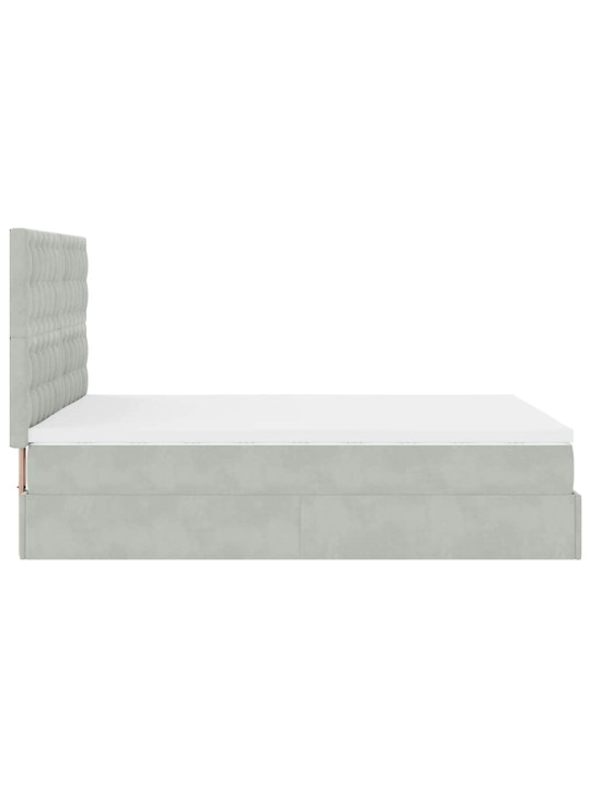 OTTOMANI VOODI MADRATSITEGA JA LED, HELEHALL, 140X200 CM, SAMET