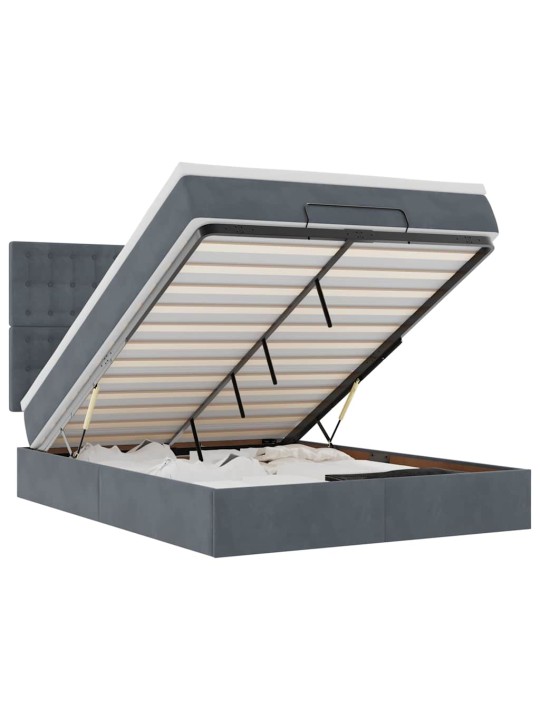 OTTOMANI VOODI MADRATSITEGA JA LED, TUMEHALL, 140X200CM, SAMET