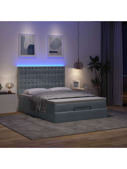 OTTOMANI VOODI MADRATSITEGA JA LED, TUMEHALL, 140X200CM, SAMET