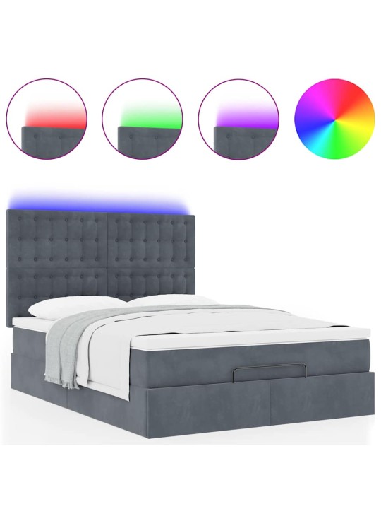 OTTOMANI VOODI MADRATSITEGA JA LED, TUMEHALL, 140X200CM, SAMET