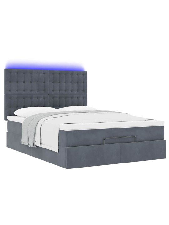 OTTOMANI VOODI MADRATSITEGA JA LED, TUMEHALL, 140X200CM, SAMET