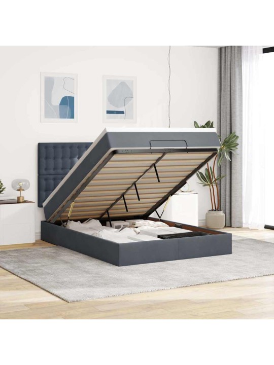 OTTOMANI VOODI MADRATSITEGA JA LED, TUMEHALL, 140X200CM, SAMET
