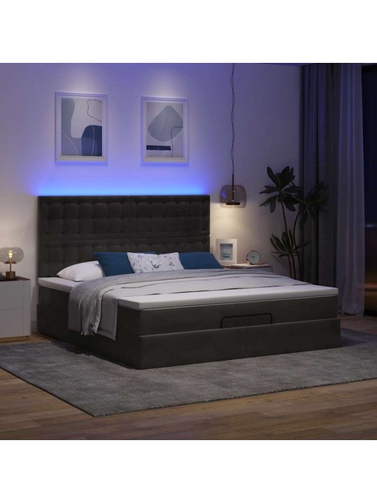 OTTOMANI VOODIRAAM MADRATSITEGA, MUST, 160X200 CM, SAMET