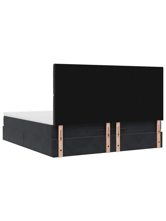 OTTOMANI VOODIRAAM MADRATSITEGA, MUST, 160X200 CM, SAMET