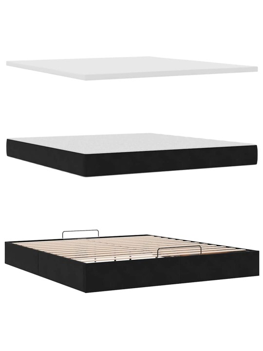 OTTOMANI VOODIRAAM MADRATSITEGA, MUST, 160X200 CM, SAMET