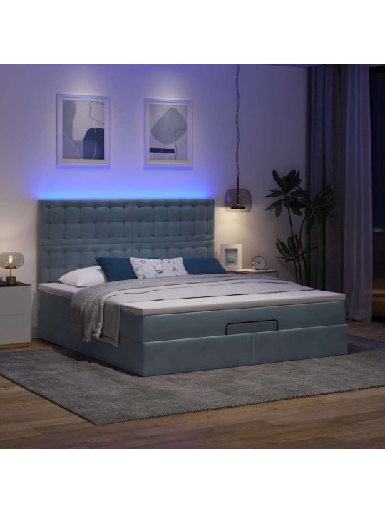 OTTOMANI VOODIRAAM MADRATSITEGA, TUMEHALL, 180X200 CM, SAMET