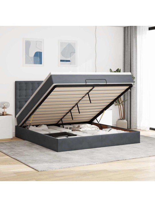 OTTOMANI VOODIRAAM MADRATSITEGA, TUMEHALL, 180X200 CM, SAMET