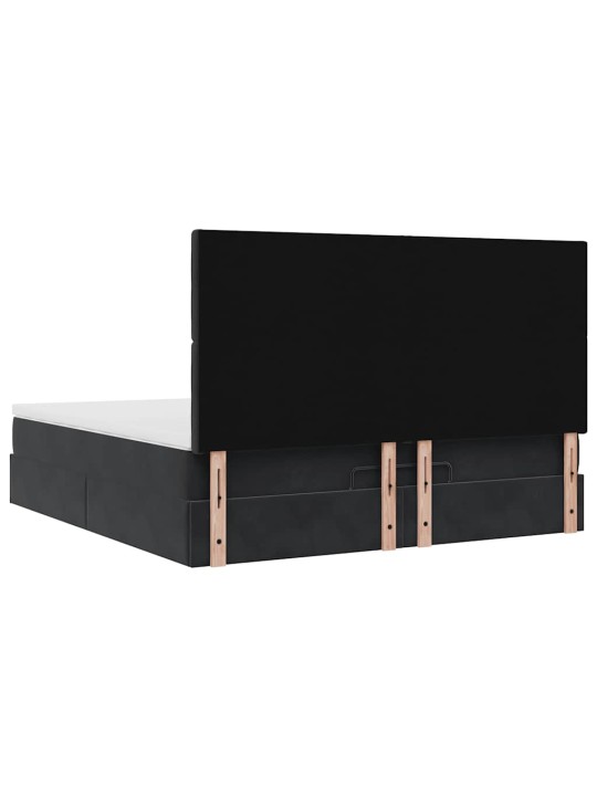 OTTOMANI VOODIRAAM MADRATSITEGA, MUST, 180X200 CM, SAMET