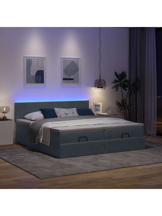 OTTOMANI VOODIRAAM MADRATSITEGA, TUMEHALL, 180X200 CM, SAMET