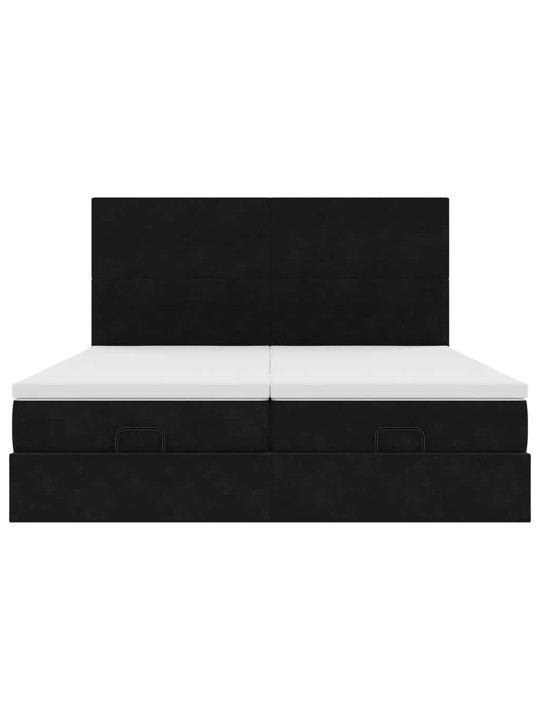 Ottomani voodiraam madratsitega, must, 180x200 cm, samet