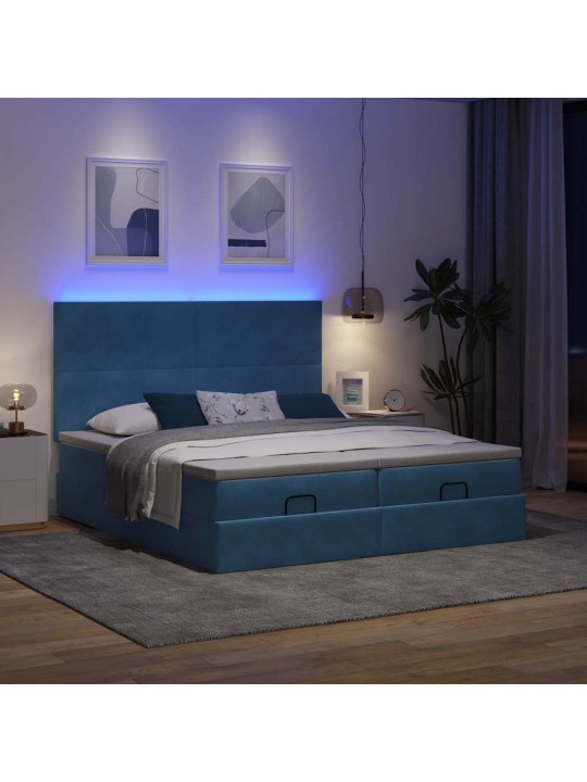 OTTOMANI VOODIRAAM MADRATSITEGA, TUMESININE, 180X200 CM, SAMET