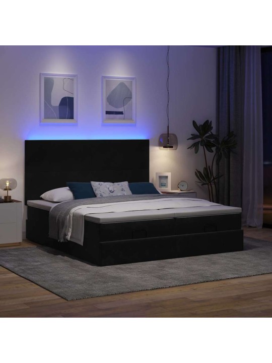 OTTOMANI VOODIRAAM MADRATSITEGA, MUST, 200X200 CM, SAMET