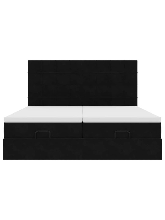 Ottomani voodiraam madratsitega, must, 180x200 cm, samet