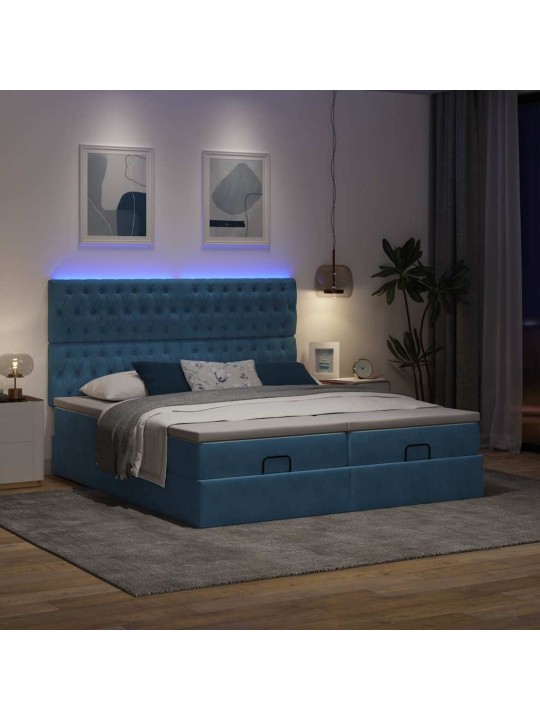 OTTOMANI VOODIRAAM MADRATSITEGA, TUMESININE, 180X200 CM, SAMET
