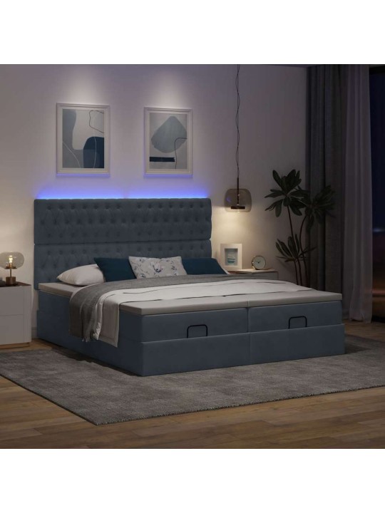 OTTOMANI VOODIRAAM MADRATSITEGA, TUMEHALL, 200X200 CM, SAMET