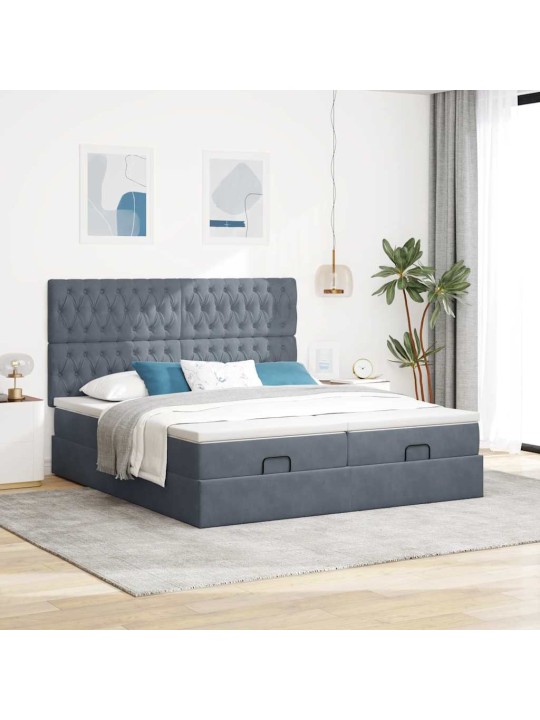 OTTOMANI VOODIRAAM MADRATSITEGA, TUMEHALL, 200X200 CM, SAMET