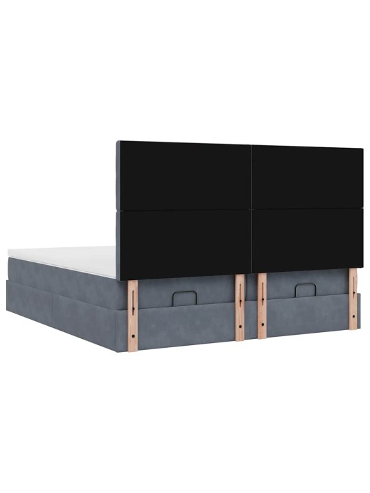 Ottomani voodiraam madratsitega, tumehall, 160x200 cm, samet
