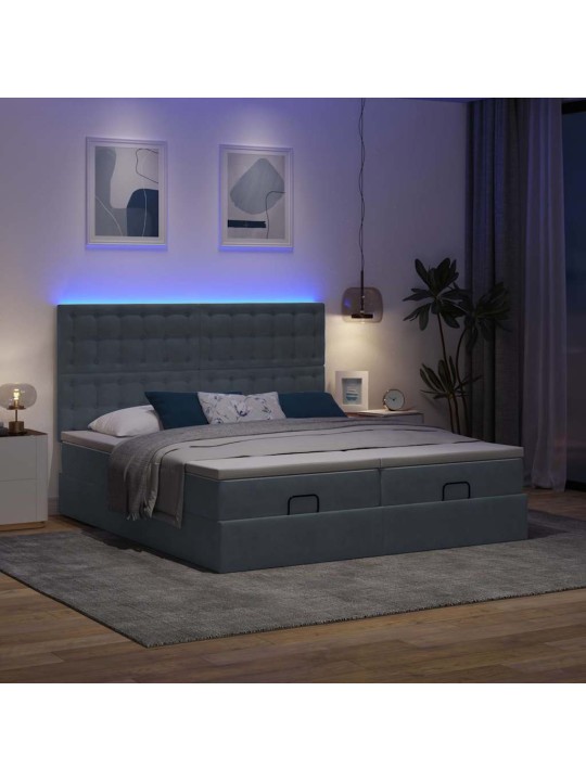 OTTOMANI VOODIRAAM MADRATSITEGA, TUMEHALL, 180X200 CM, SAMET