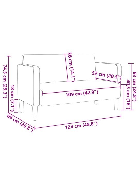 LOVESEAT DIIVAN HELEHALL 109 CM VELVETIST KANGAS