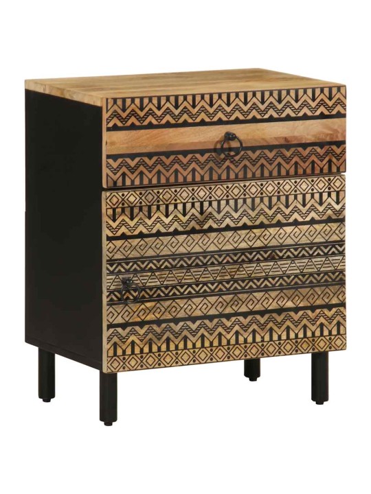 VOODIKAPP MUST 50X33X60 CM MASSIIVNE TÖÖTLEMATA PUIT MANGO