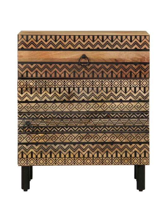 VOODIKAPP MUST 50X33X60 CM MASSIIVNE TÖÖTLEMATA PUIT MANGO