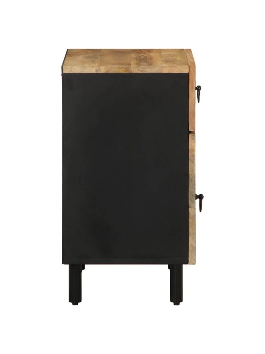 VOODIKAPP MUST 50X33X60 CM MASSIIVNE TÖÖTLEMATA PUIT MANGO