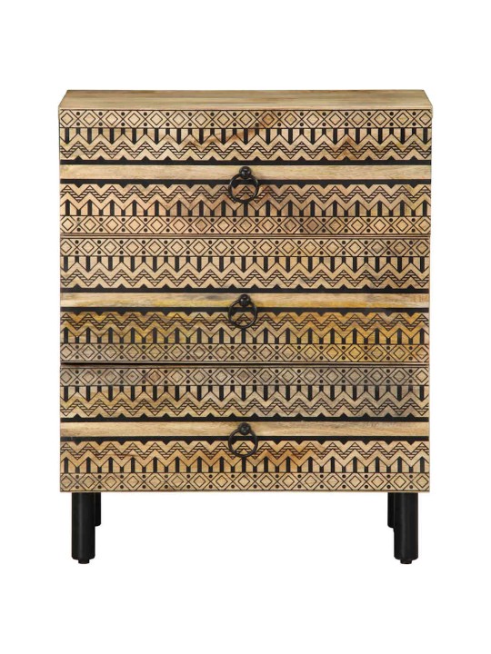 VOODIKAPP MUST 50X33X62 CM MASSIIVNE TÖÖTLEMATA PUIT MANGO