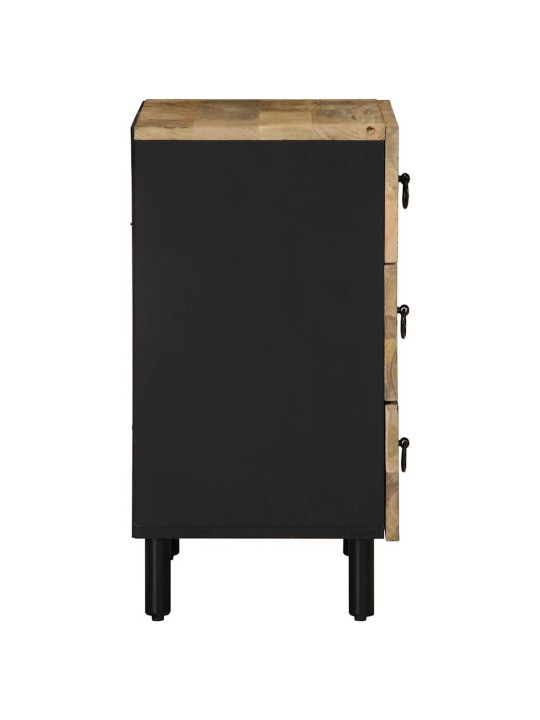 VOODIKAPP MUST 50X33X62 CM MASSIIVNE TÖÖTLEMATA PUIT MANGO