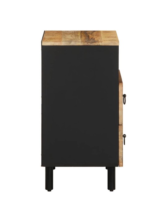 VOODIKAPP MUST 50X33X62 CM MASSIIVNE TÖÖTLEMATA PUIT MANGO