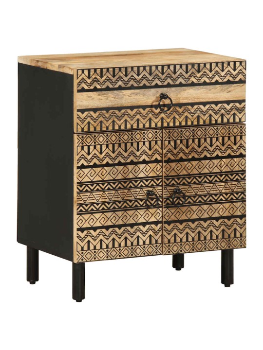 VOODIKAPP MUST 50X33X60 CM MASSIIVNE TÖÖTLEMATA PUIT MANGO