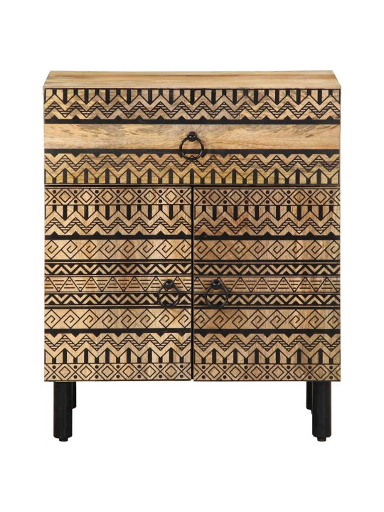 VOODIKAPP MUST 50X33X60 CM MASSIIVNE TÖÖTLEMATA PUIT MANGO
