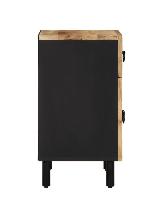 VOODIKAPP MUST 50X33X60 CM MASSIIVNE TÖÖTLEMATA PUIT MANGO