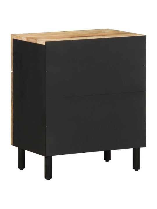 VOODIKAPP MUST 50X33X60 CM MASSIIVNE TÖÖTLEMATA PUIT MANGO