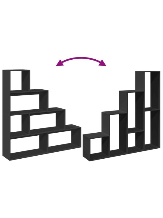 Ruumijagaja 4 korrust, must, 143,5x29x143,5 cm, tehispuit