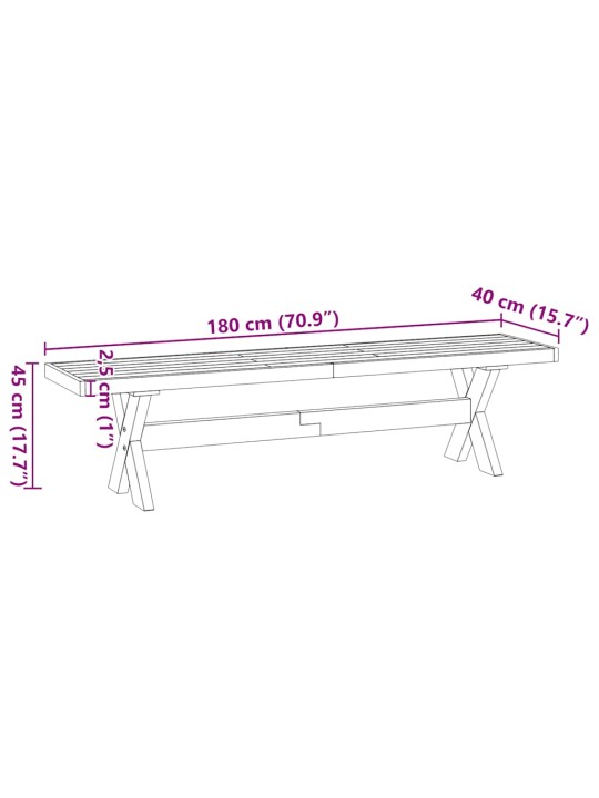 SÖÖGIPINK NOAIN X-KUJULISED JALAD 180X40X45 CM TÄISPUIDUST MÄND