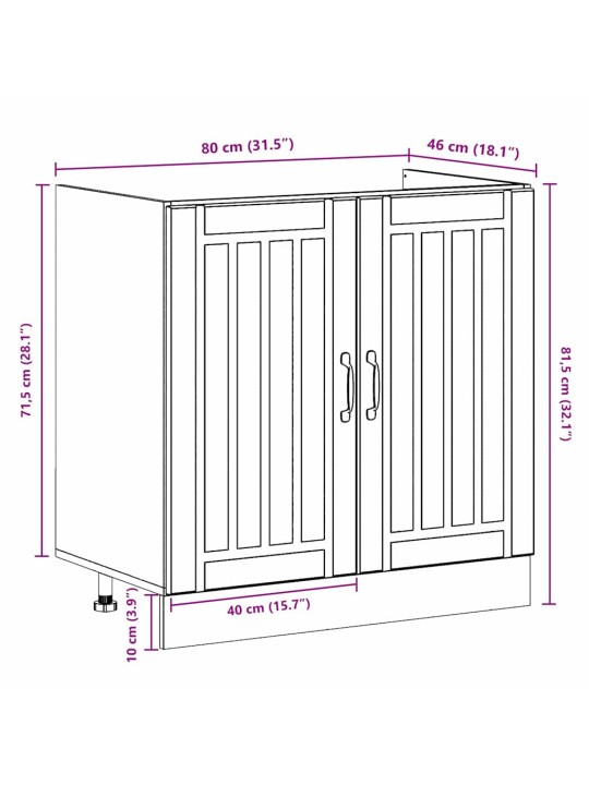 Köögikapp ladustamisega 2 tk hall 80 x 46 x 81.5 cm tehispuit