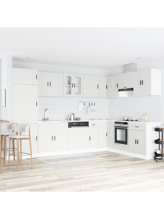 Valamu aluskapp uksega 2 tk valge 80 x 46 x 84.5 cm tehispuit