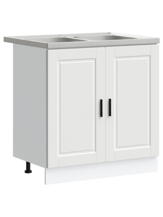 Valamu aluskapp uksega 2 tk valge 80 x 46 x 84.5 cm tehispuit