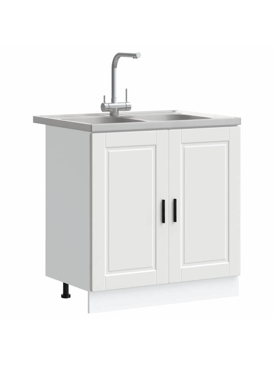 Valamu aluskapp uksega 2 tk valge 80 x 46 x 84.5 cm tehispuit