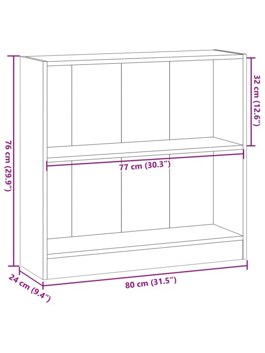 Raamaturiiul, hall sonoma tamm, 80x24x76 cm, tehispuit