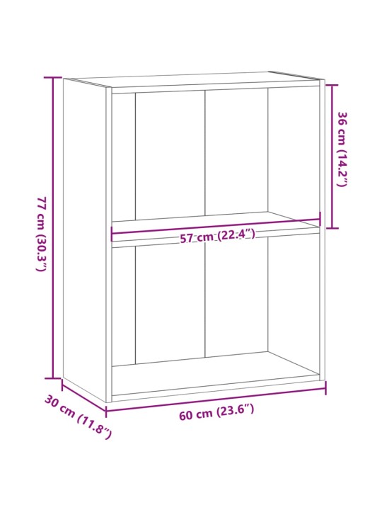 Raamaturiiul, hall sonoma tamm, 60x30x77 cm, tehispuit