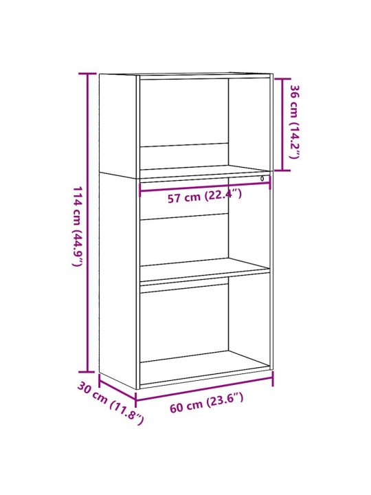 RAAMATURIIUL BETOONHALL 60X30X114 CM ENGINEERED WOOD