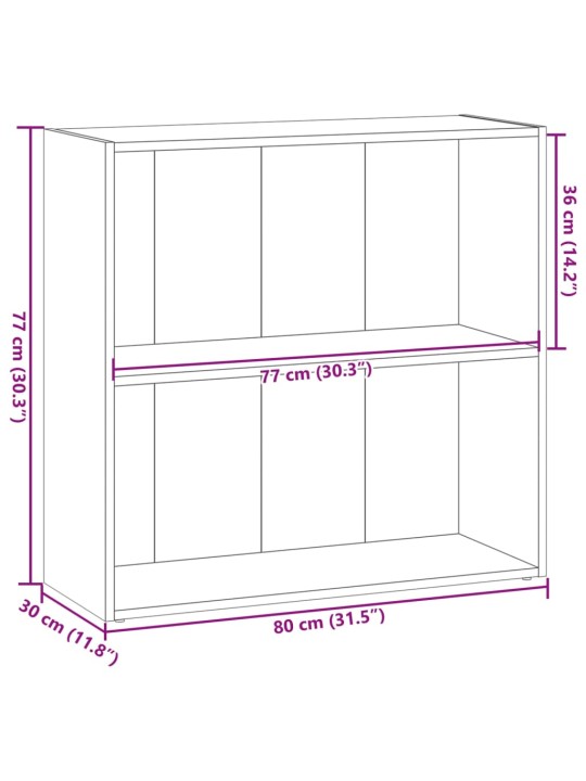 Raamaturiiul, suitsutatud tamm, 80x30x77 cm, tehispuit