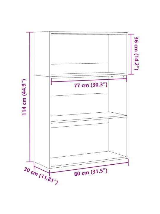 Raamatualus, sonoma tamm, 80x30x114 cm, tehispuit