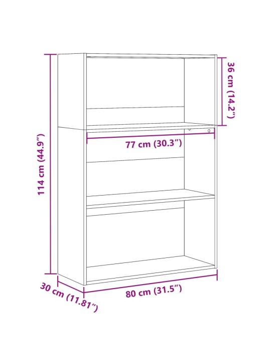 Raamaturiiul, hall sonoma tamm, 80x30x114 cm, tehispuit