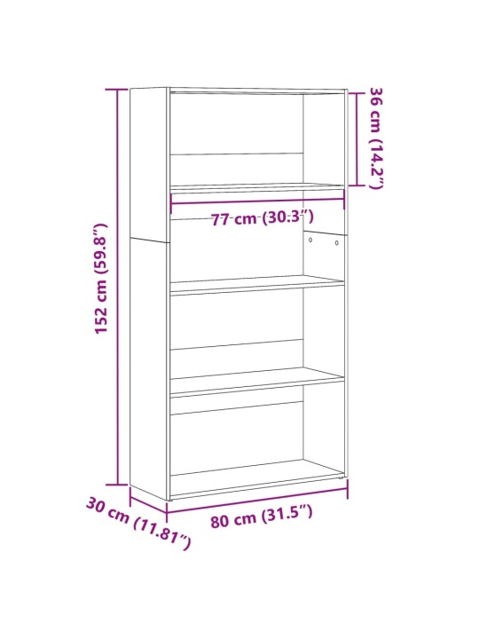 Raamaturiiul, hall sonoma tamm, 80x30x152 cm, tehispuit