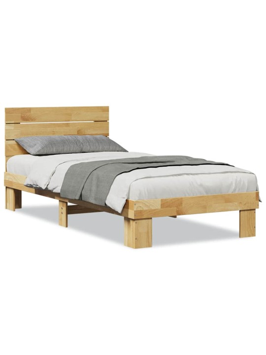 Voodiraam peatsiga ilma madratsita 90x200 cm täispuidust tamm