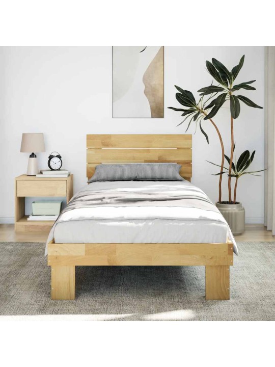 Voodiraam peatsiga ilma madratsita 90x200 cm täispuidust tamm